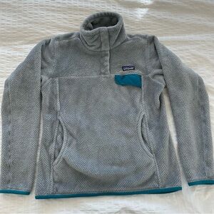 Women's Patagonia Gray Fleece with Teal Trim, Size Small